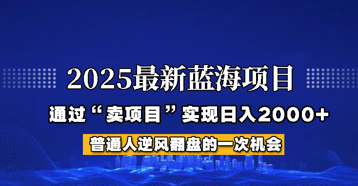 2025年蓝海项目,如何通过“网创项目”日入2000+