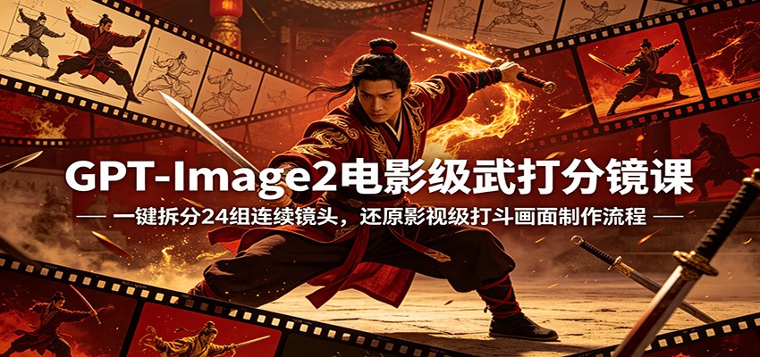 GPT-Image2电影级武打分镜课:一键拆分24组连续镜头,还原影视级打斗画面制作流程-熊猫博客