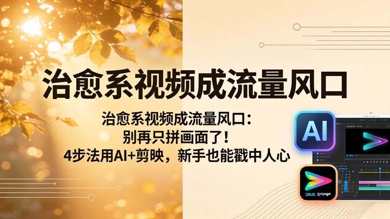治愈系视频成流量风口:别再只拼画面了!4步法用AI+剪映,新手也能戳中人心-熊猫博客