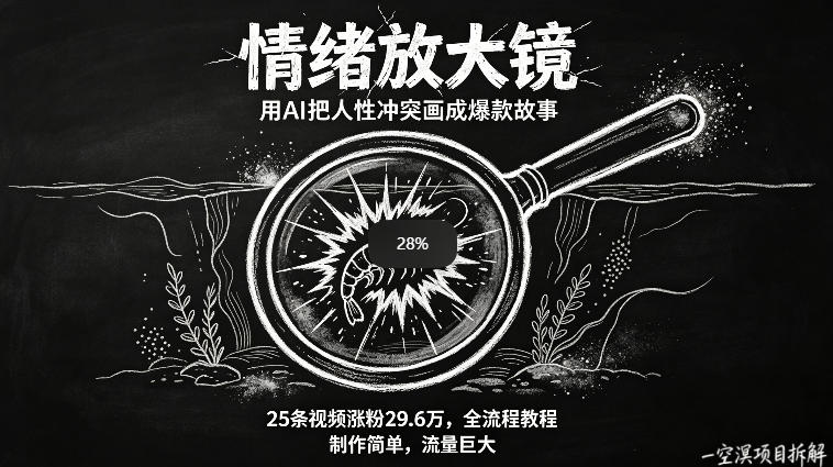 AI制作“情绪放大镜“视频，25条视频涨粉29.6W粉，流量巨大，制作简单，全流程教程-熊猫博客