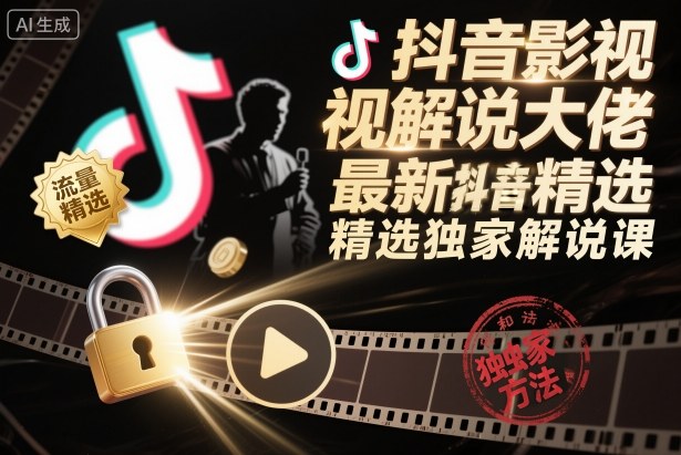 抖音影视解说大佬最新抖音进精选和独家方法,精选独家解说课(更新26年3月)-熊猫博客