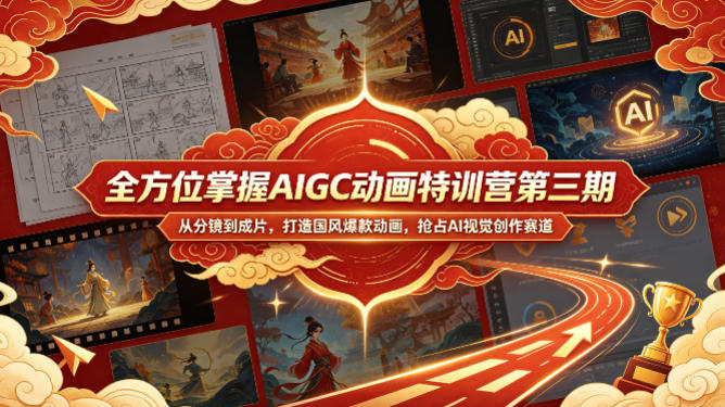 全方位掌握AIGC动画特训营第三期,从分镜到成片,打造国风爆款动画,抢占AI视觉创作赛道红利-熊猫博客