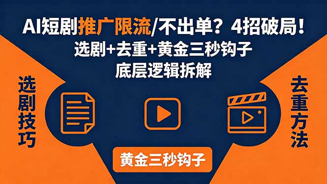 AI短剧推广总被限流、不出单?4招选剧+去重技巧+黄金三秒钩子,手把手拆解底层逻辑-熊猫博客