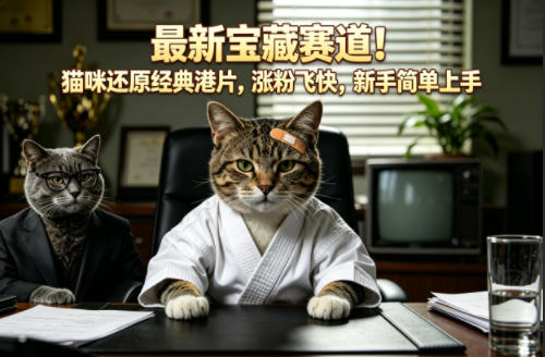 最新宝藏赛道!猫咪还原经典港片,涨粉飞快,新手简单上手-熊猫博客