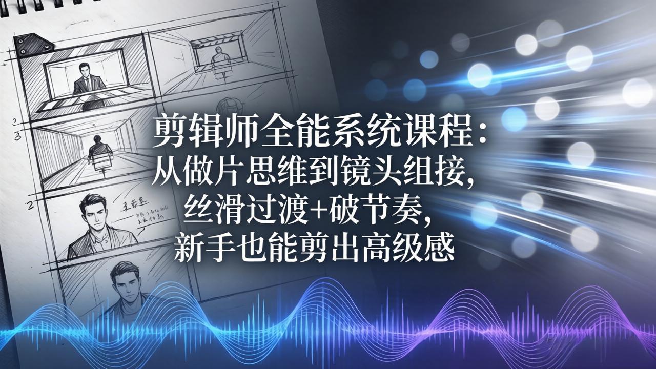 剪辑师全能系统课程:从做片思维到镜头组接,丝滑过渡+破节奏,新手也能剪出高级感-熊猫博客