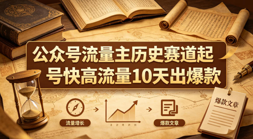公众号流量主之历史赛道,起号快+高流量,10天就能出爆款!-熊猫博客