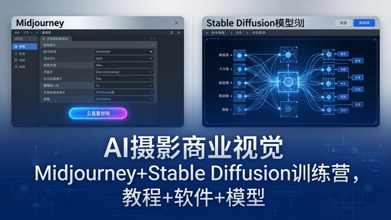 AI摄影商业视觉Midjourney+Stable Diffusion训练营,教程+软件+模型-熊猫博客