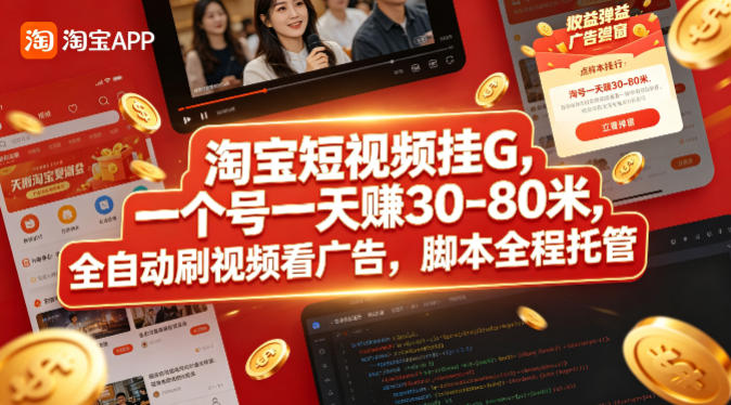 淘宝短视频挂G,一个号一天 賺30-80米,全自动刷视频看广告,脚本全程托管【揭秘】-熊猫博客