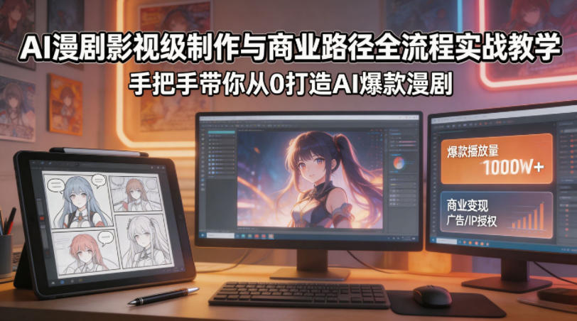 AI漫剧影视级制作与商业路径全流程实战教学，手带你从0打造AI爆款漫剧-熊猫博客
