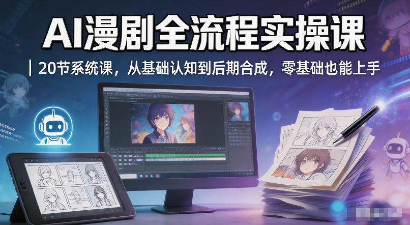 AI漫剧全流程实操课｜20节系统课，从基础认知到后期合成，零基础也能上手-熊猫博客