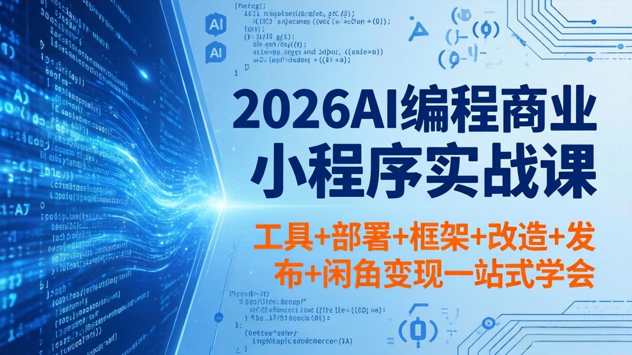 2026AI编程商业小程序实战课，工具+部署+框架+改造+发布+闲鱼变现一站式学会-熊猫博客