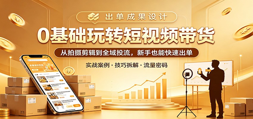 0基础玩转短视频带货:从拍摄剪辑到全域投流,新手也能快速出单-熊猫博客