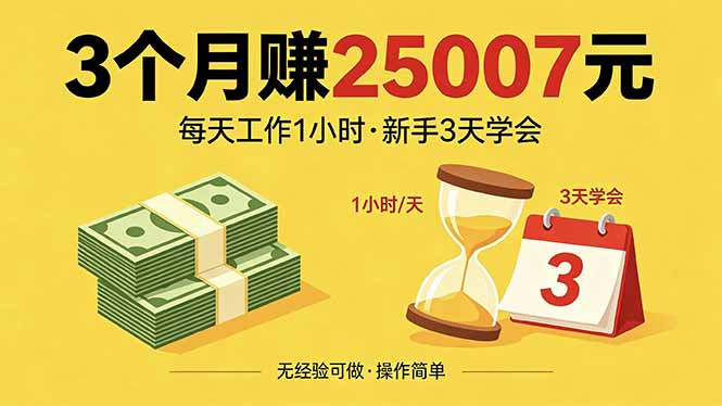 3个月赚钱25007元,每天工作1个小时,新手3天全部学会!-熊猫博客