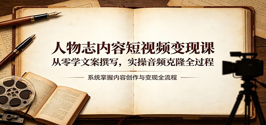 人物志内容短视频变现课：从零学文案撰写，实操音频克隆全过程-熊猫博客