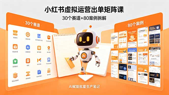 小红书虚拟运营出单矩阵课:30个赛道+80案例拆解,AI赋能批量生产笔记-熊猫博客