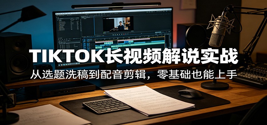 TIKTOK长视频解说实战：从选题洗稿到配音剪辑，零基础也能上手-熊猫博客