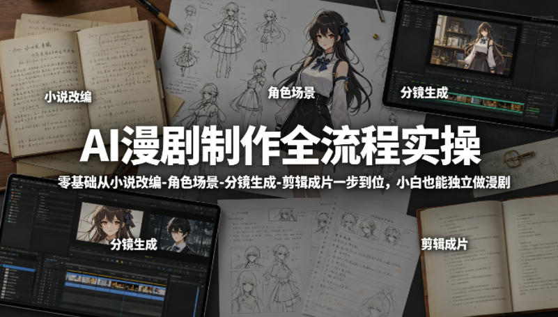 AI漫剧制作全流程实操,零基础从小说改编-角色场景-分镜生成-剪辑成片一步到位,小白也能独立做漫剧-熊猫博客