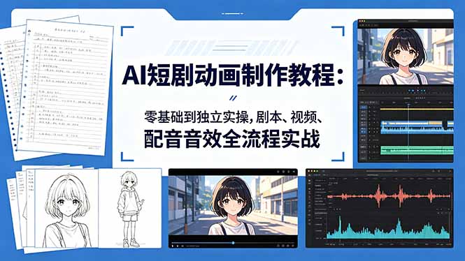 AI短剧动画制作教程:零基础到独立实操,剧本、视频、配音音效全流程实战-熊猫博客