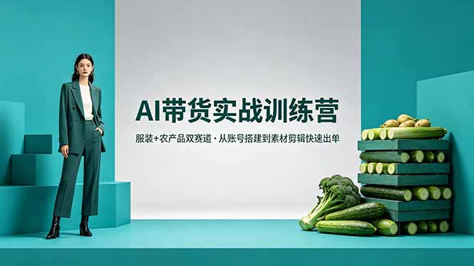 AI带货实战训练营,服装+农产品双赛道,从账号搭建到素材剪辑快速出单-熊猫博客