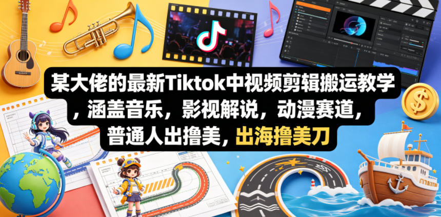 某大佬的最新Tiktok中视频剪辑搬运教学,涵盖音乐,影视解说,动漫赛道,普通人出海撸美刀-熊猫博客