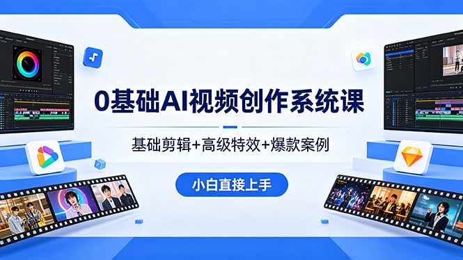 0基础AI视频创作系统课,基础剪辑+高级特效+爆款案例,小白直接上手-熊猫博客