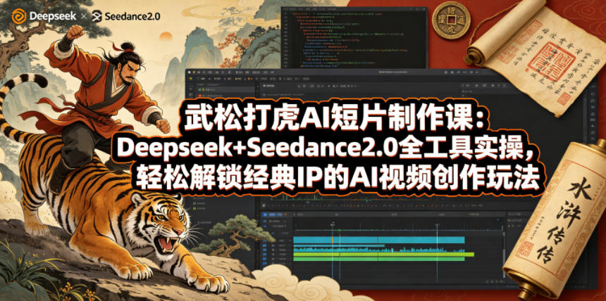 武松打虎AI短片制作课:Deepseek+Seedance2.0全工具实操,轻松解锁经典IP的AI视频创作玩法-熊猫博客
