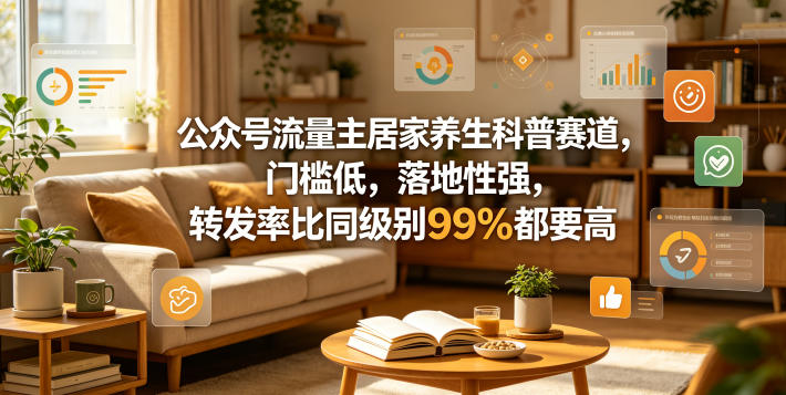 公众号流量主居家养生科普赛道,门槛低,落地性强,转发率比同级别99%都要高-熊猫博客