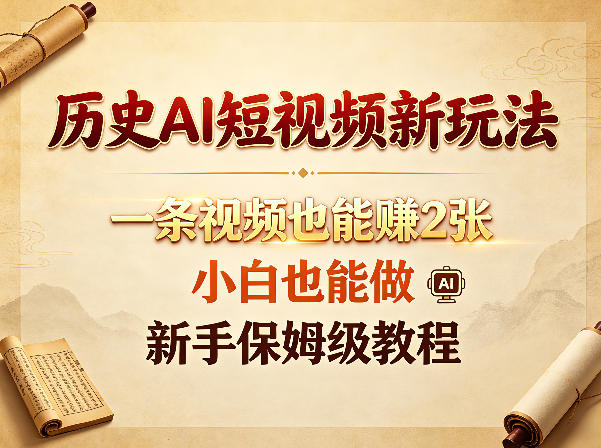 历史AI短视频新玩法,一条视频也能賺2张,小白也能做,新手保姆级教程-熊猫博客