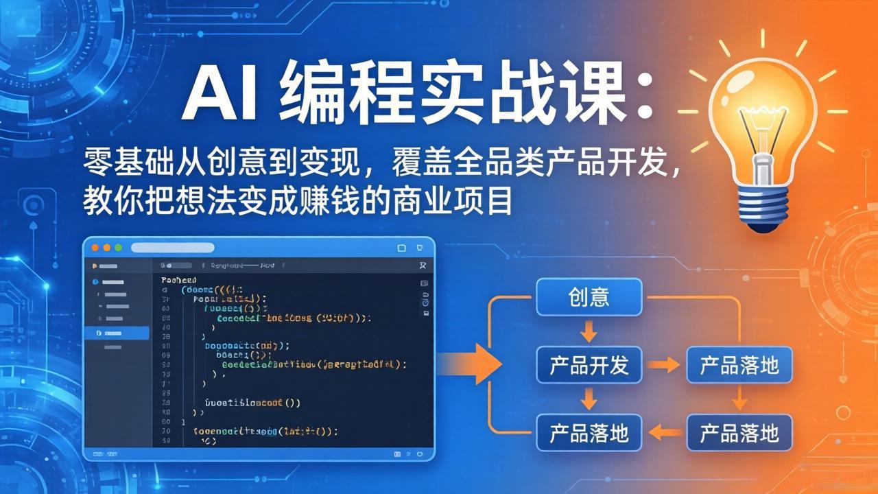 AI编程实战课-第三期-5月9更新:零基础从创意到变现,覆盖全品类产品开发,把想法变成赚钱项目-熊猫博客