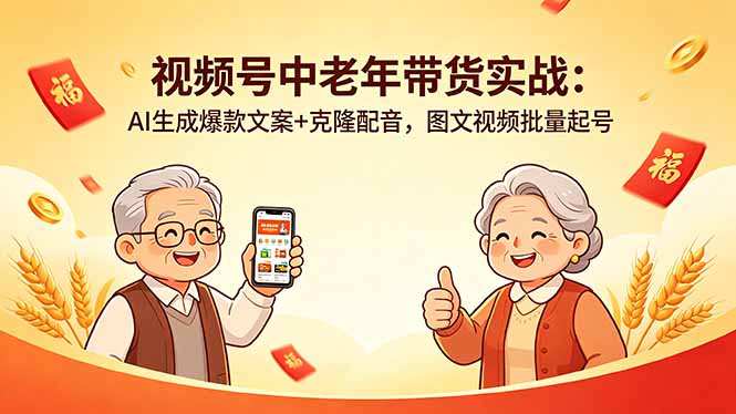视频号中老年带货实战:AI生成爆款文案+克隆配音,图文视频批量起号-熊猫博客