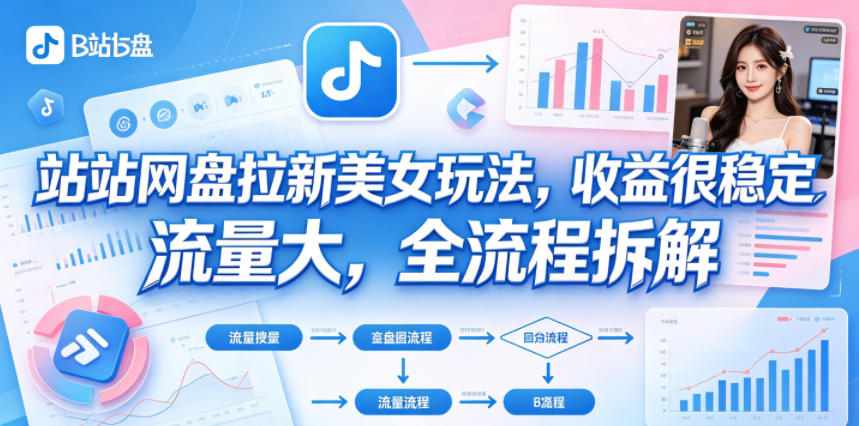 B站网盘拉新美女玩法,收益很稳定,流量大,全流程拆解-熊猫博客